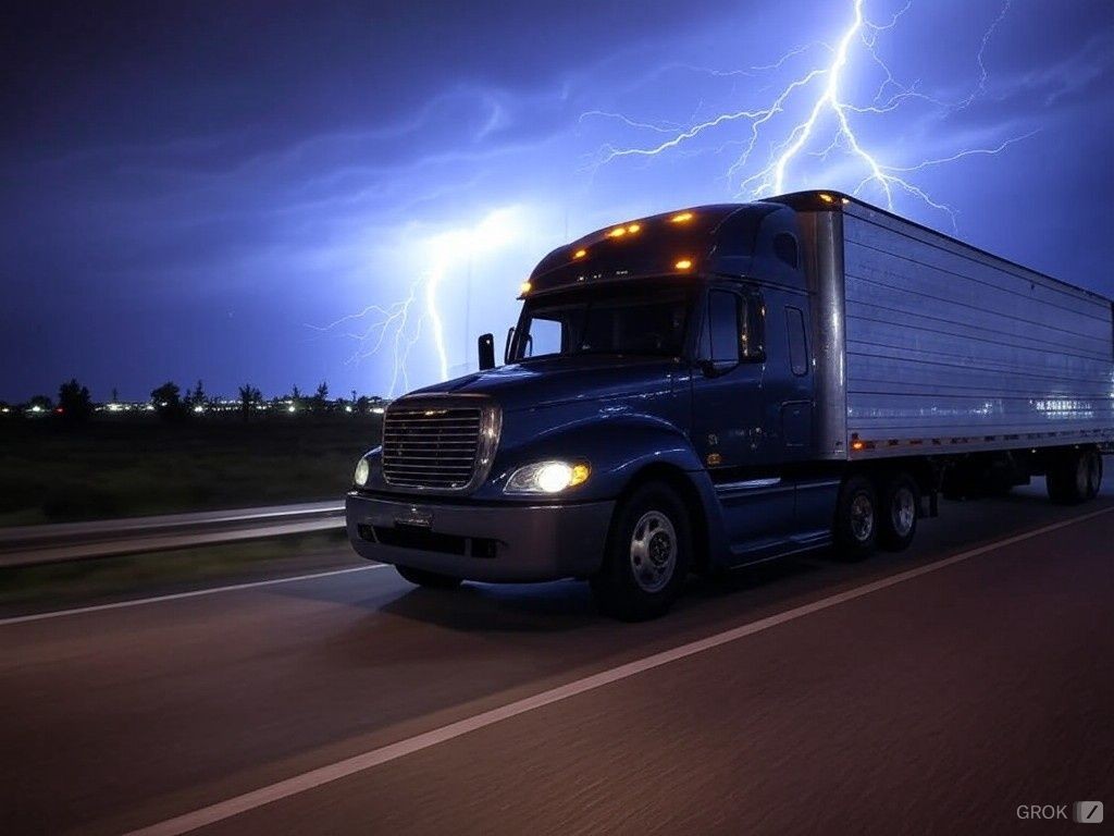 Truck running on a highway